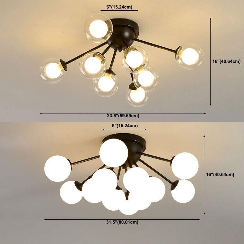 Ajuste de la esfera contemporánea Luz de la luz de vidrio Montaje del techo del techo de montura de vidrio