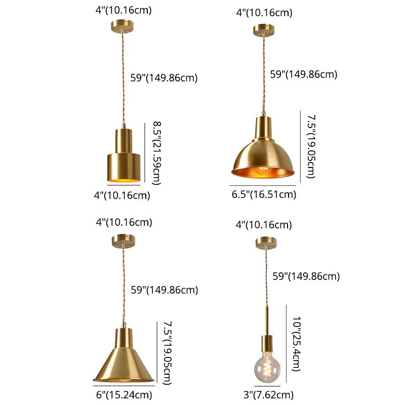 Messing Schattierte Suspension Anhänger Lampe Industrial Metall 1 Kopfstudienraum Hanges Licht hängen