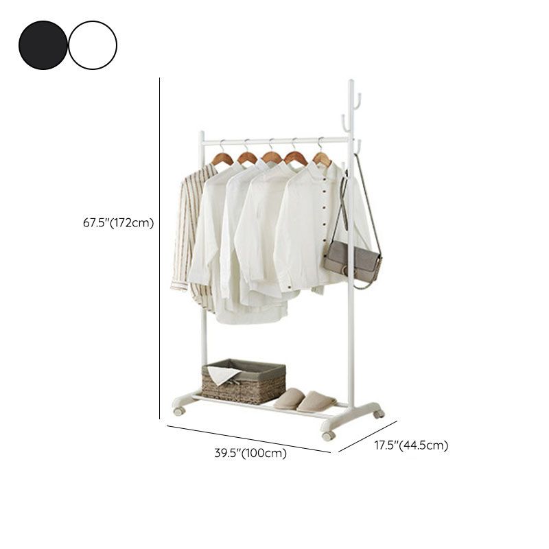 Classic Solid Color Coat Rack Free Standing Clothes Hanger with Storage Shelving