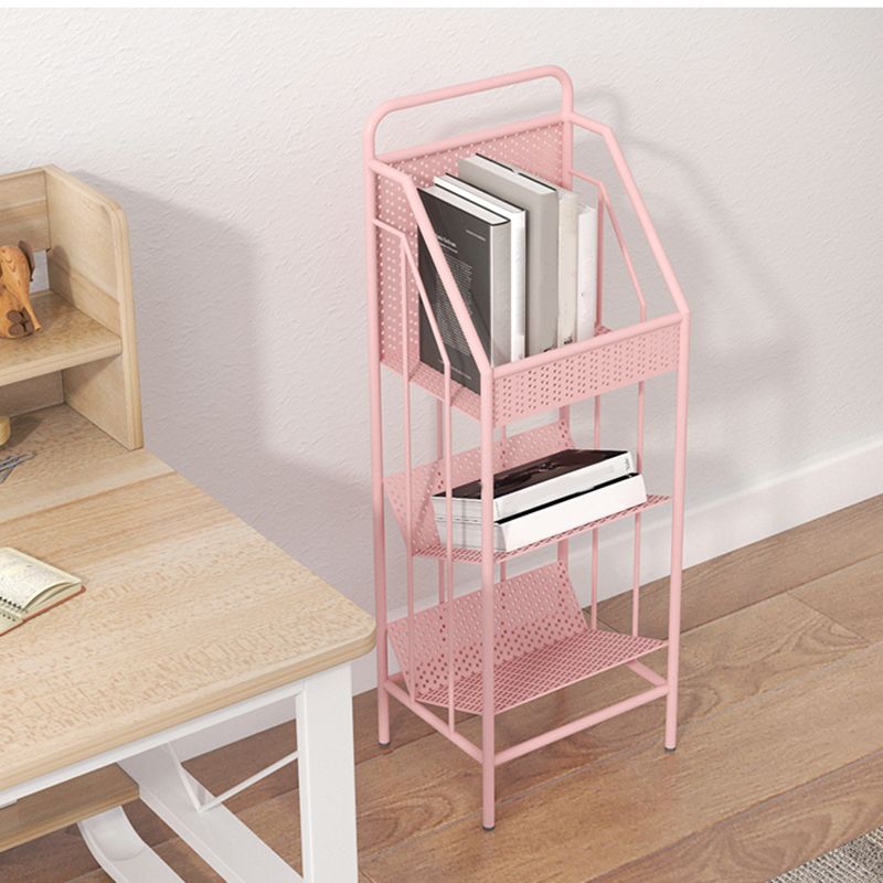 Industrial Freestanding Standard Kids Bookcase Metal Bookshelf in Matte