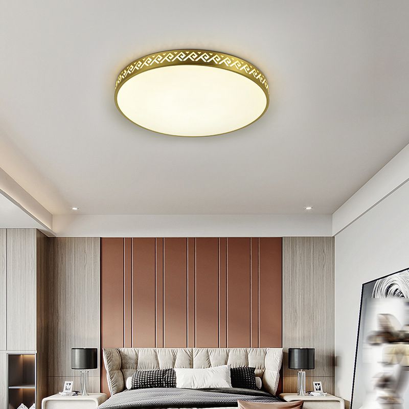 Modern Flush Light Copper Ceiling Lighting in Gold for Bedroom