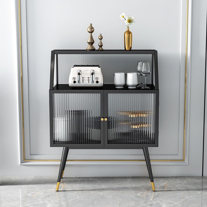 Industrial Curio Cabinet Metal Glass Doors Buffet Cabinet for Living Room