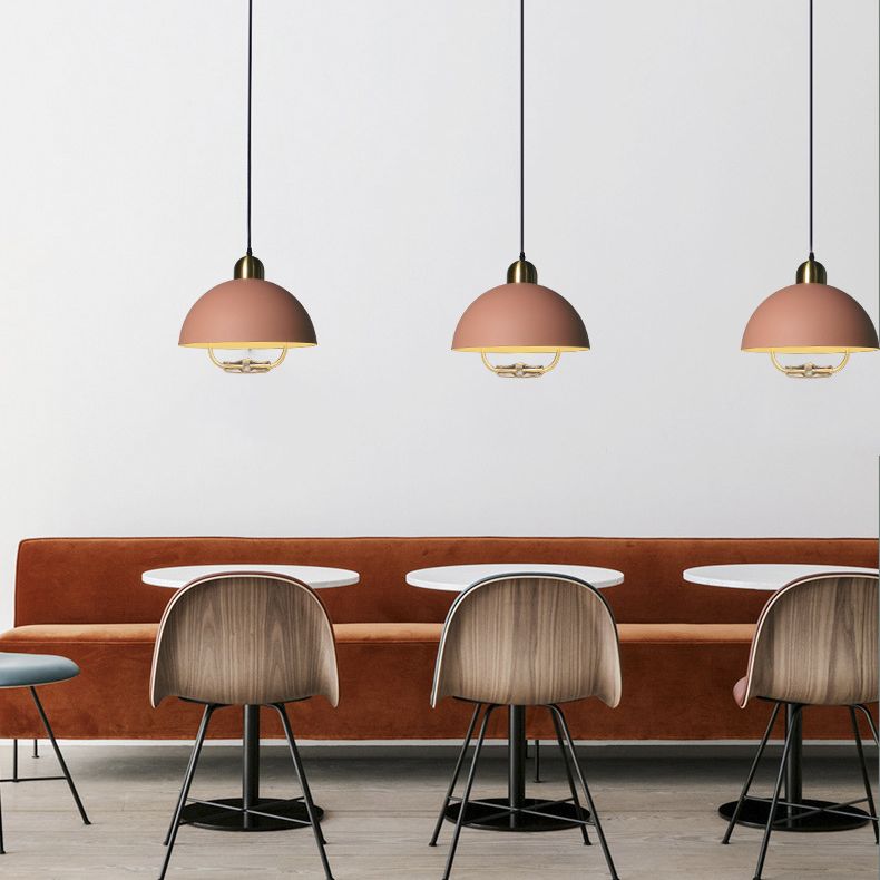 1 Light Semicircle Hanging Ceiling Lights Macaron Aluminum Hanging Light Fixtures for Restaurant