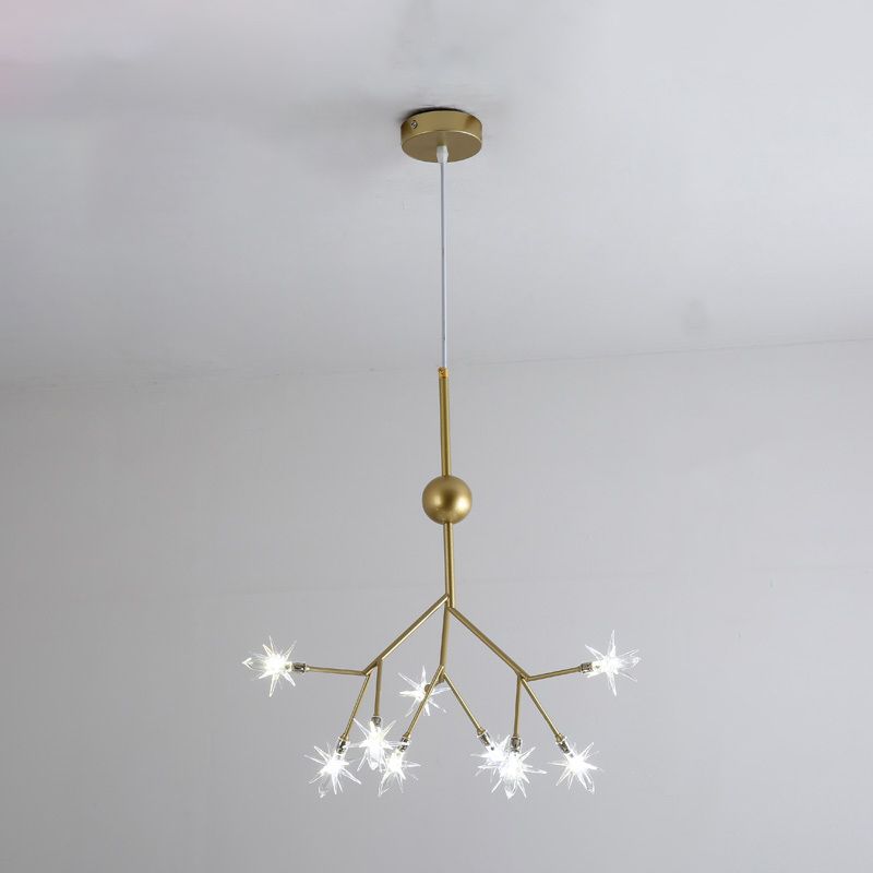 Modern Starry Pendant Light Fixture Iron 9/27/36-Light Dining Room Chandelier in Gold