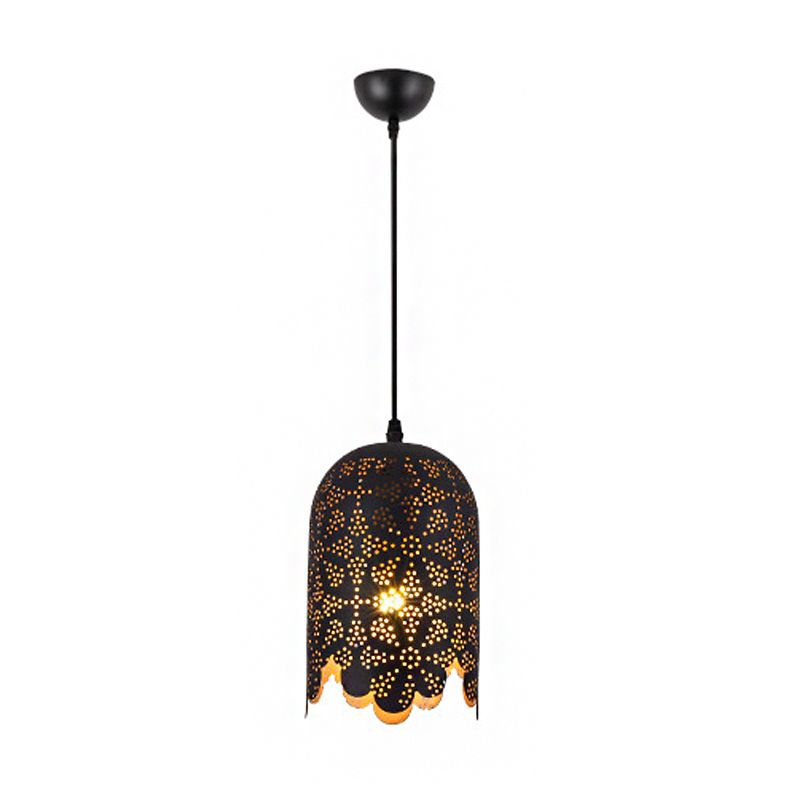 Metallic Black Ceiling Light Cylinder/Oval 1 Head Warehouse Patterned Pendant Lamp Kit for Restaurant