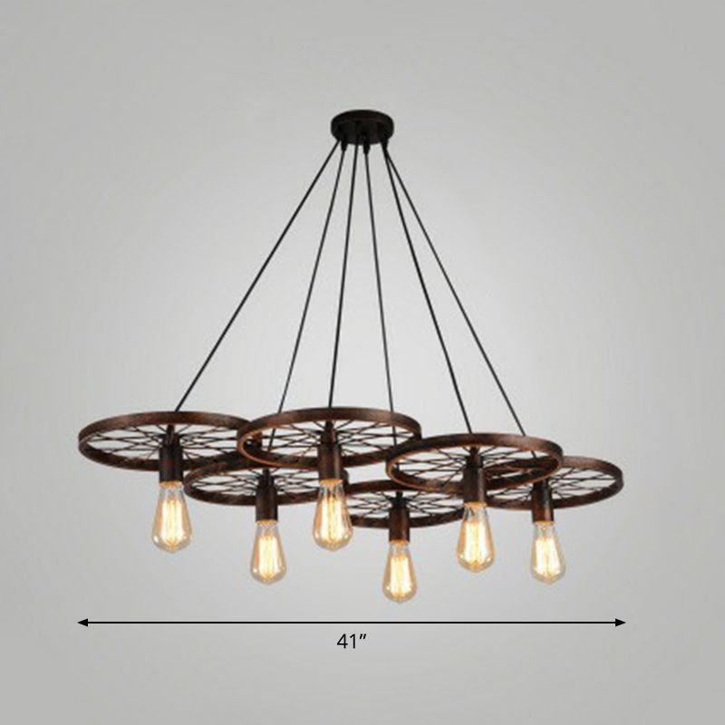 Wheel Shaped Pendulum Light Industrial Metal Commercial Pendant Lighting for Restaurant