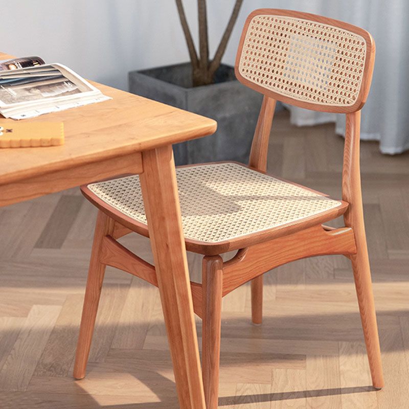 Scandinavian Armless Solid Back Chair Wood Dining Side Chair