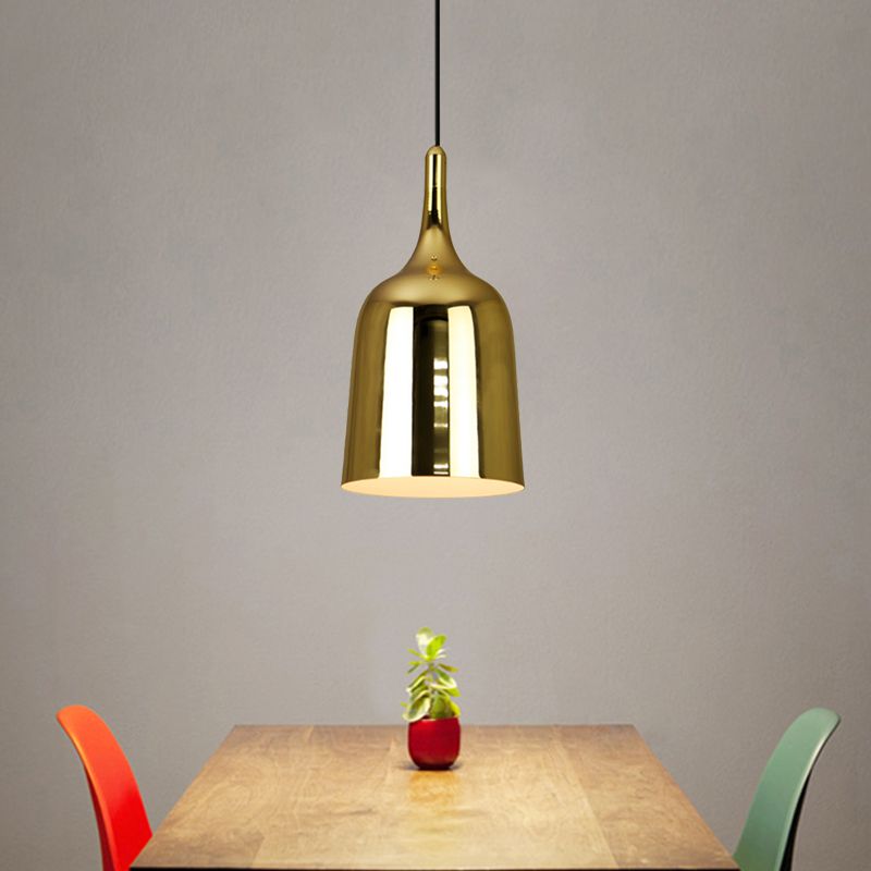 Bell Wohnzimmer hängend hängendes Industriestil Eisen 1-Kugel Gold Finish Deckenhängung Lampe