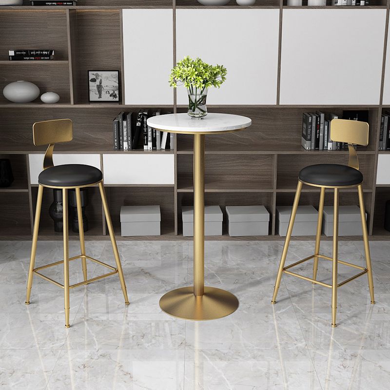 Glam -stijl gouden ijzeren balktafel marmeren top bistro tafel - 21.6 "w x 41.3" h h