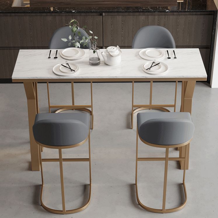 Sintered Stone Bar Table Set 1/2/5 Pieces Indoor White Bar Table with Low Back Bar Stools