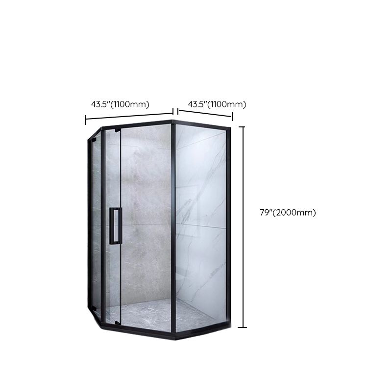 Black Full Frame Shower Screen Diamond Shape Tempered Glass Shower Door