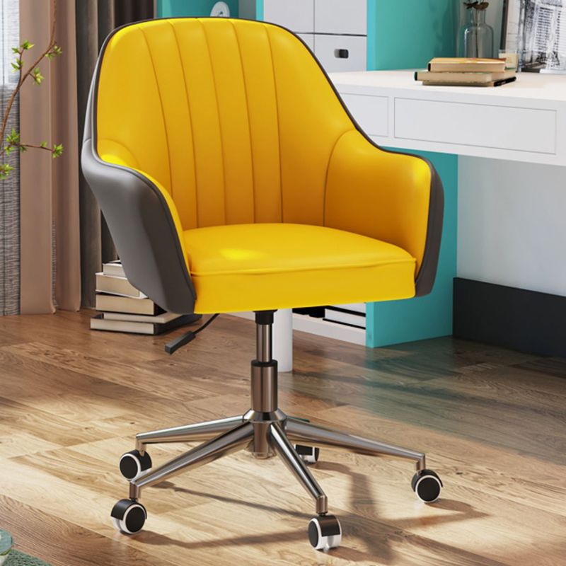 Modern Office Chair Armless Leather Adjustable Seat Height Chair with Wheels