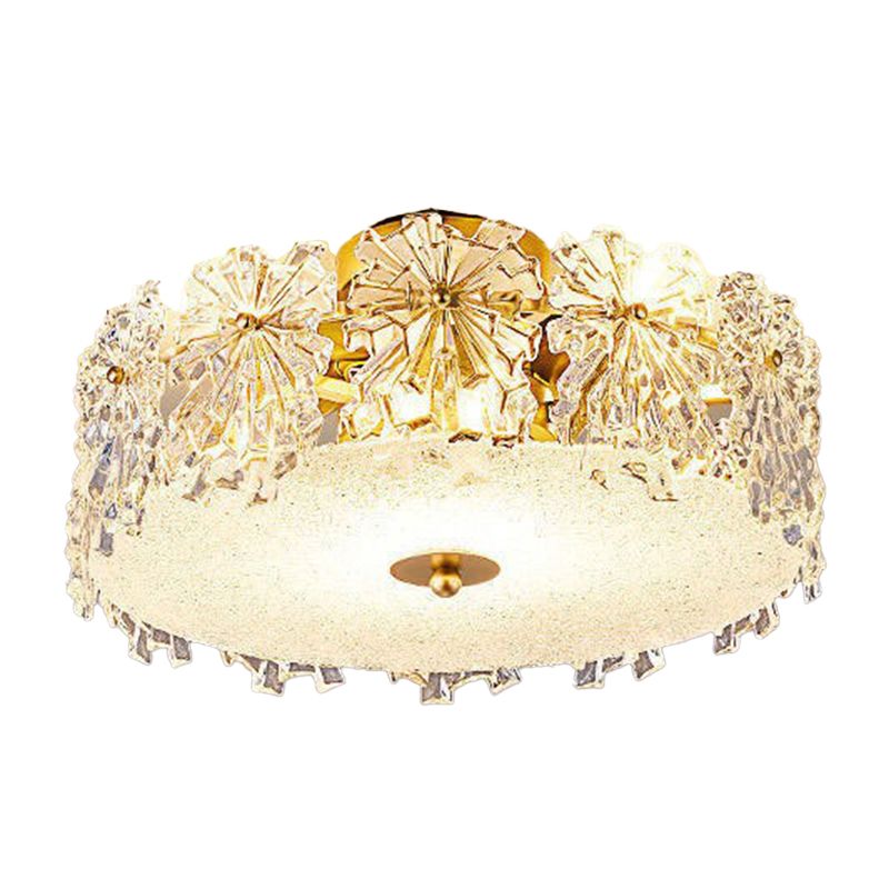 Modern Drum Flush Mount Lighting Crystal Multiple-Light Ceiling Lighting