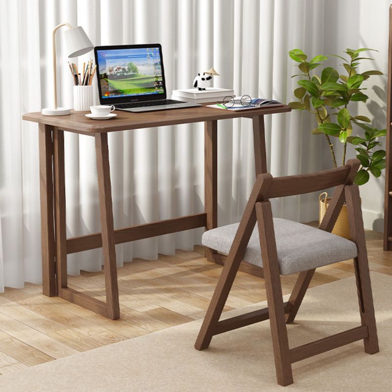 Solid Wood Computer Desk Home Foldable with Storage Shelves Student Desk