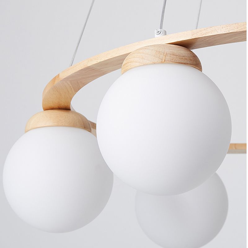 Circle Chandelier Lighting Fixture Simple Wooden Hanging Ceiling Light for Living Room