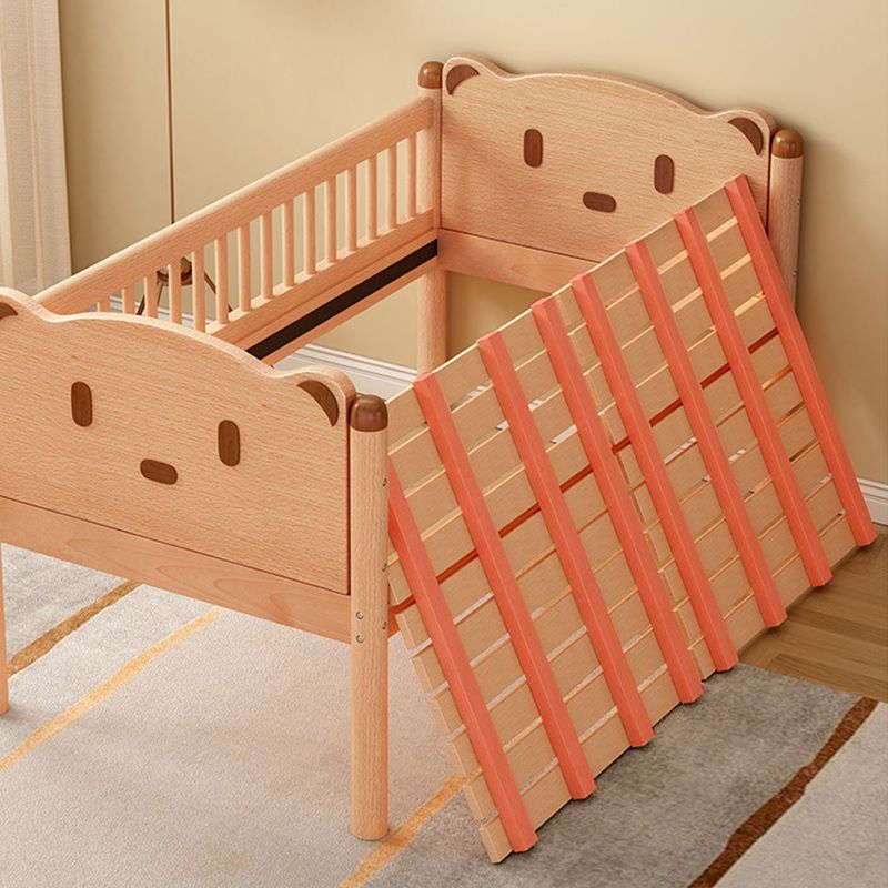 Scandinavian Nursery Crib Washed Natural Baby Crib with Guardrail