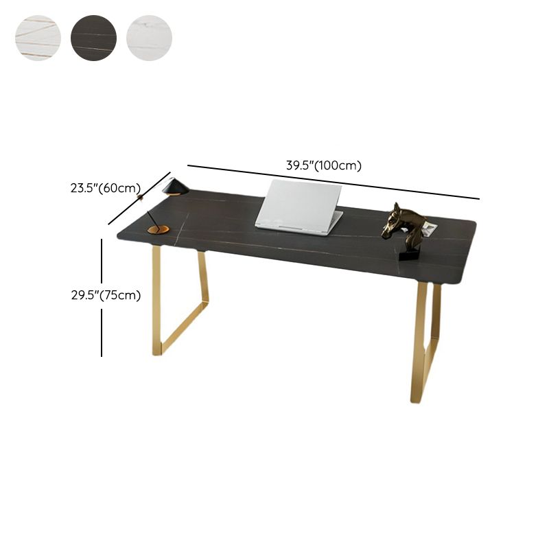 Glam Office Desk Antique Finish Rectangle Computer Desk with Metal Legs