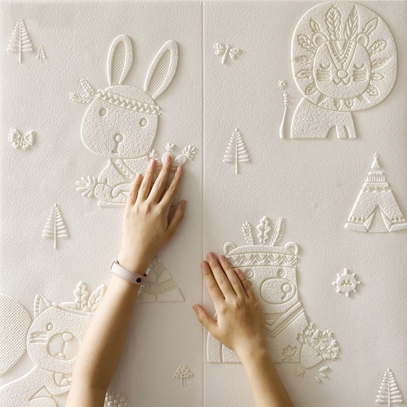 Modern Wall Paneling Cartoon 3D Print Peel and Stick Waterproof Wall Panel