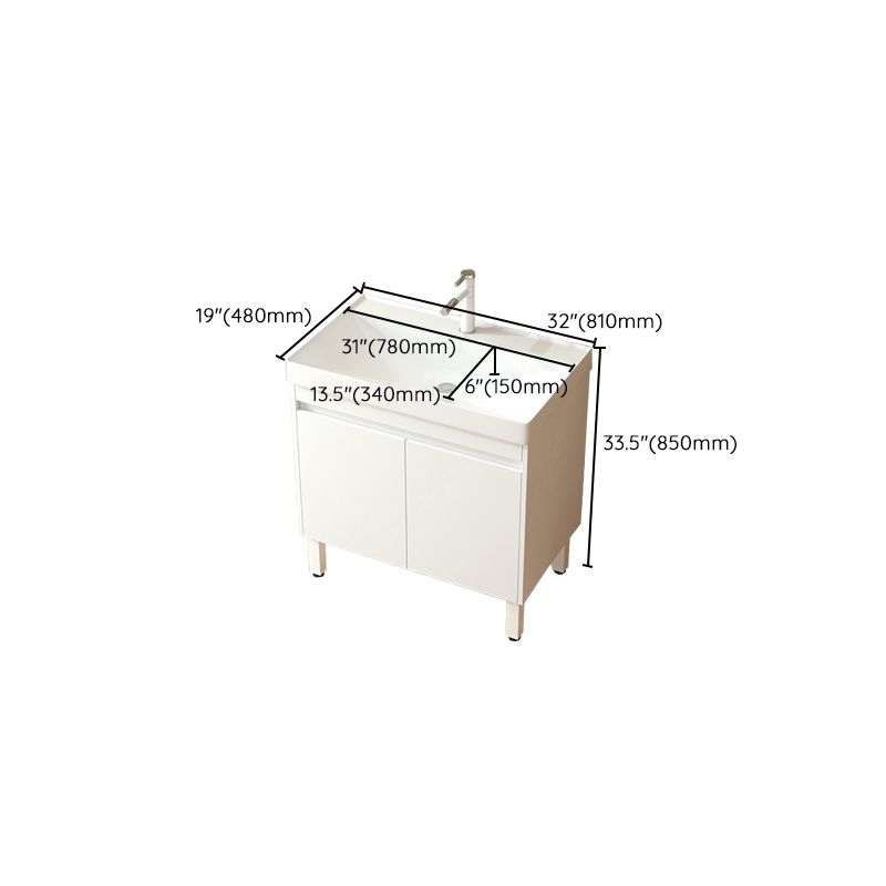 Wooden Sink Vanity Modern White Single-Sink Rectangular Vanity Set