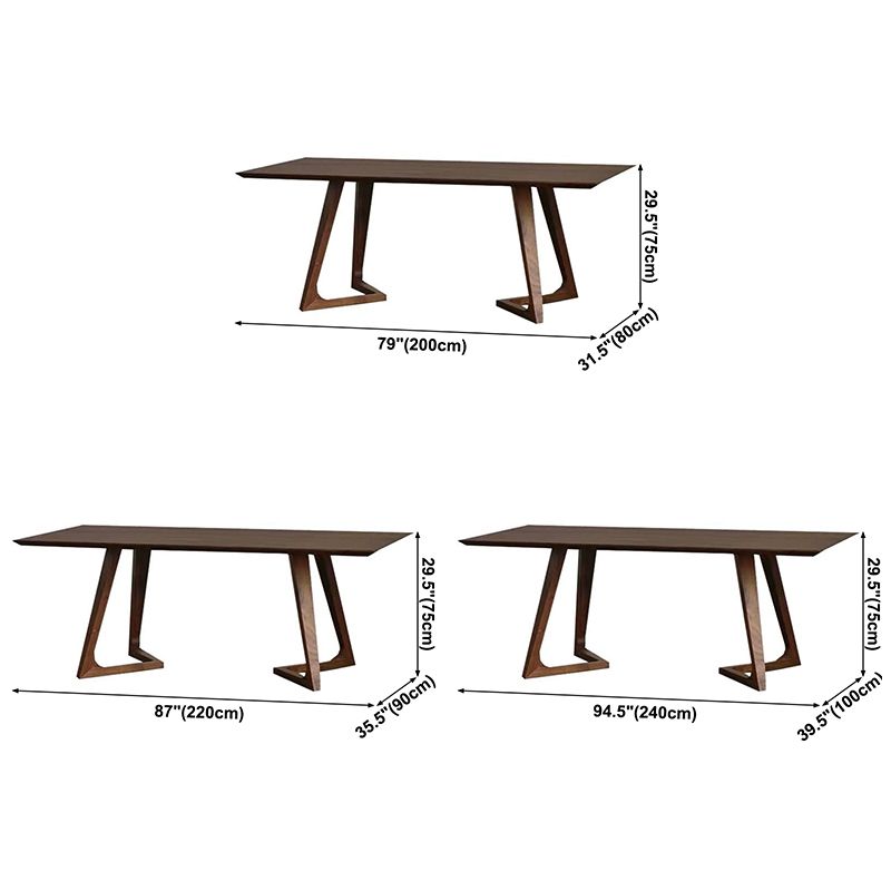 Modern Rectangle Dining Table Pine Solid Wood Table with Double Pedestal for Home Kitchen Dinner