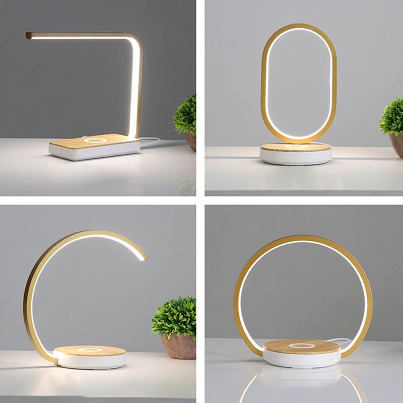 Strip Shade Table Lamp 1-Light LED Desk Light with Aluminum for Bedroom