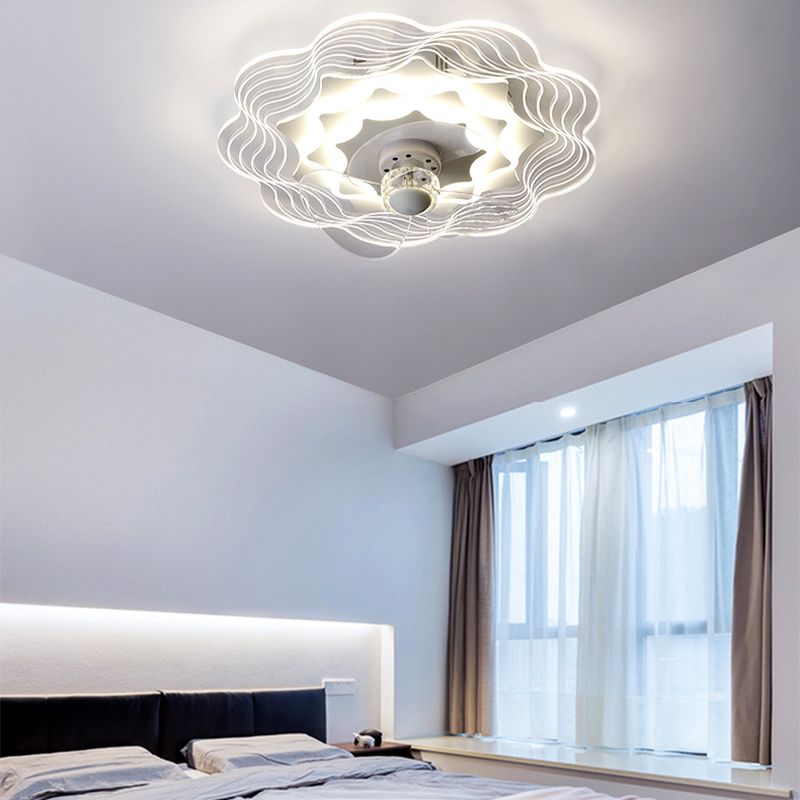 Modern Style Ceiling Fan Lamp LED Ceiling Mount Light with Acrylic Shade for Living Room