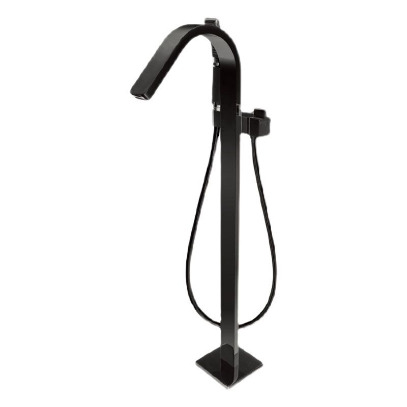 Brass Freestanding Tub Filler with Hose Floor Mounted Bathroom Faucet