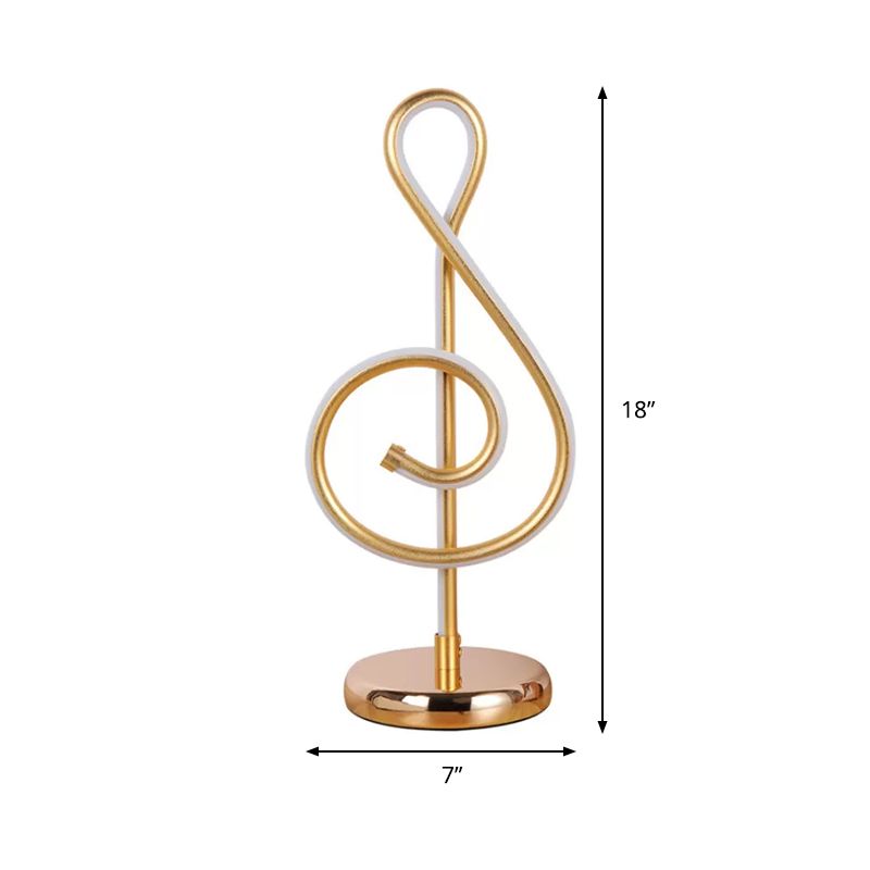 Lámpara de mesa nocturna LED acrílica de tareas curvadas en minimalismo en oro, luz cálida/blanca