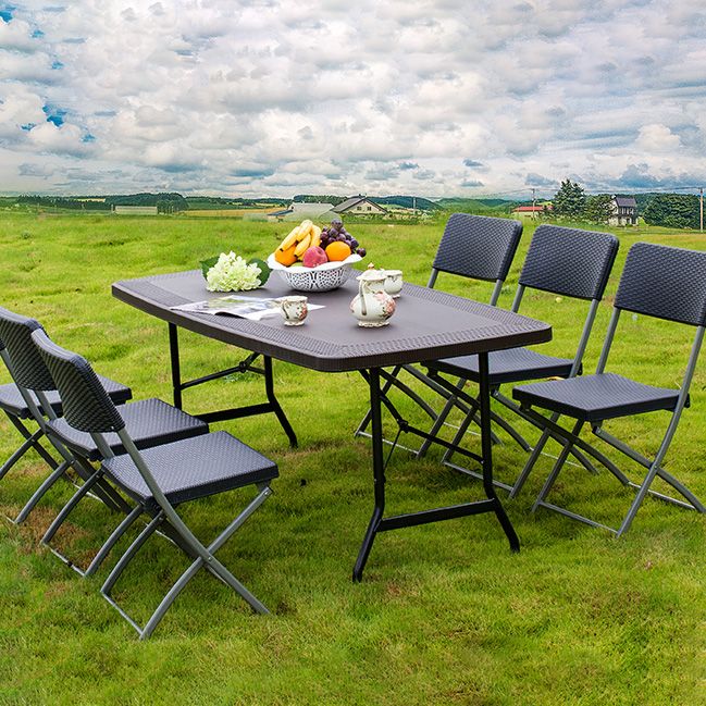 Contemporary Style Camping Table Rectangle Shape Plastic Water Resistant Table