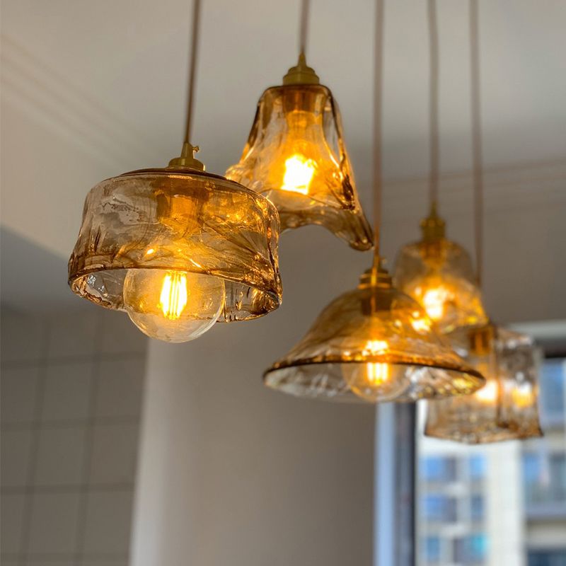 Industriële suspensielamp 1-licht restaurant hanglamp met glazen schaduw met glazen schaduw