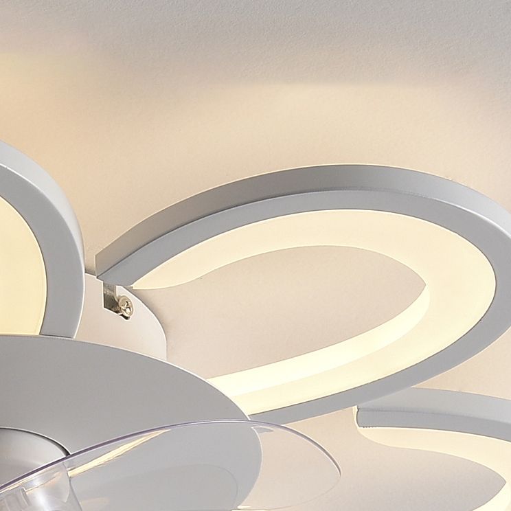 Contemporary Single White Ceiling Fan Lamp LED Acrylic Ceiling Fan Light