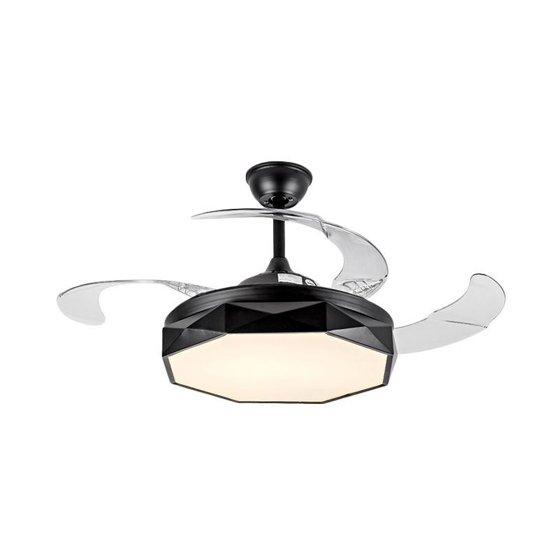 Prismy Living Room Ceiling Fan Light Metallic 15.5" Wide LED Nordic Semi Flush Mount, 4 Blades