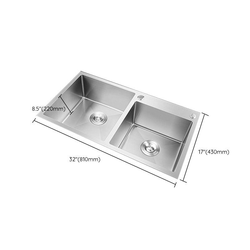 Rectangle Stainless Steel Kitchen Sink with Drain Assembly Contemporary Sink