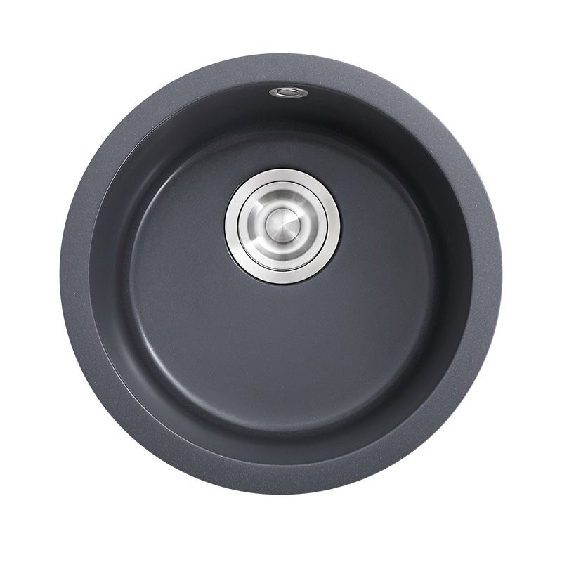 Black Round  Kitchen Sink Contemporary Drop-In 1 Holes Single Bowl Sink