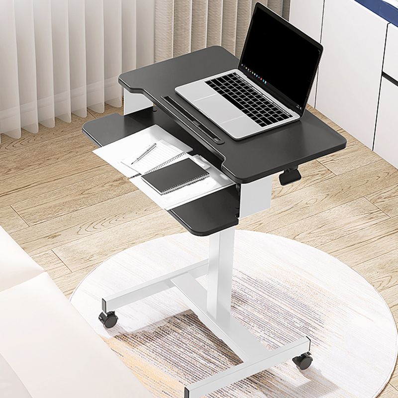 Rectangular Shaped Ambulatory Laptop Table Wood Writing Desk in Black/White