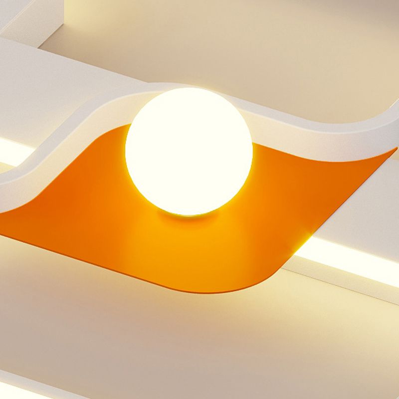 Contemporary Flush Light Orange and White Ceiling Lighting with Metal for Bedroom