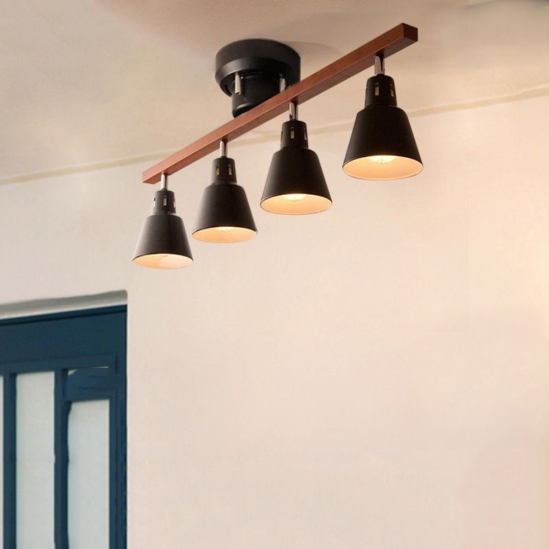 Metal Bell Semi Flush Light Simple Semi Flush Chandelier Lighting