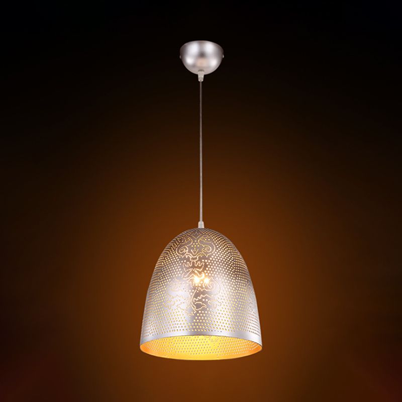 1 Glühkuppel hängende hängende leichte traditionelle Metallhängernlichtleuchte in Silber