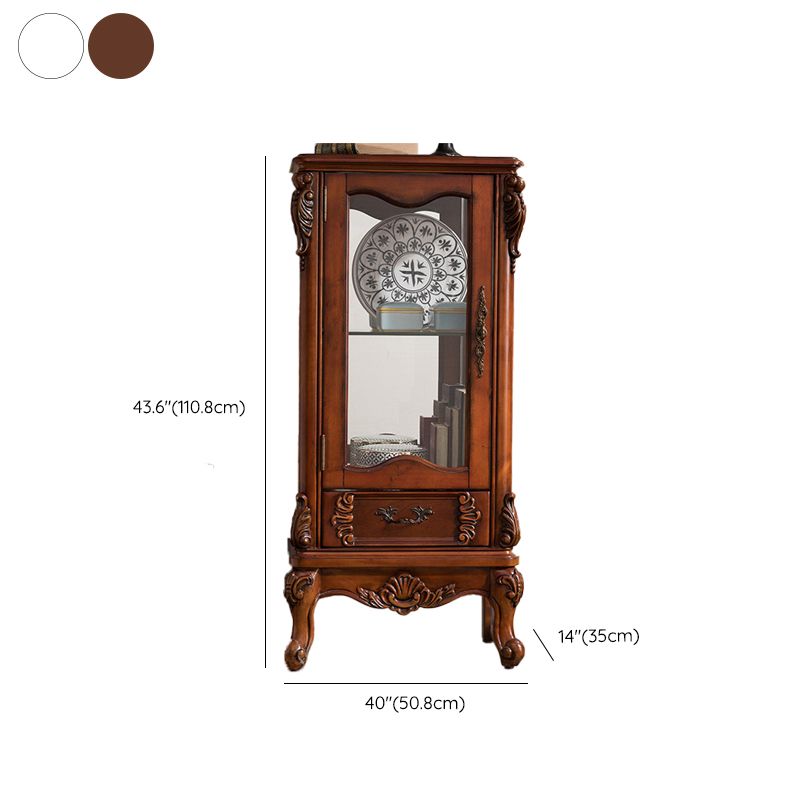 Traditional Glass Doors Curio Cabinet Birch Storage Cabinet for Home