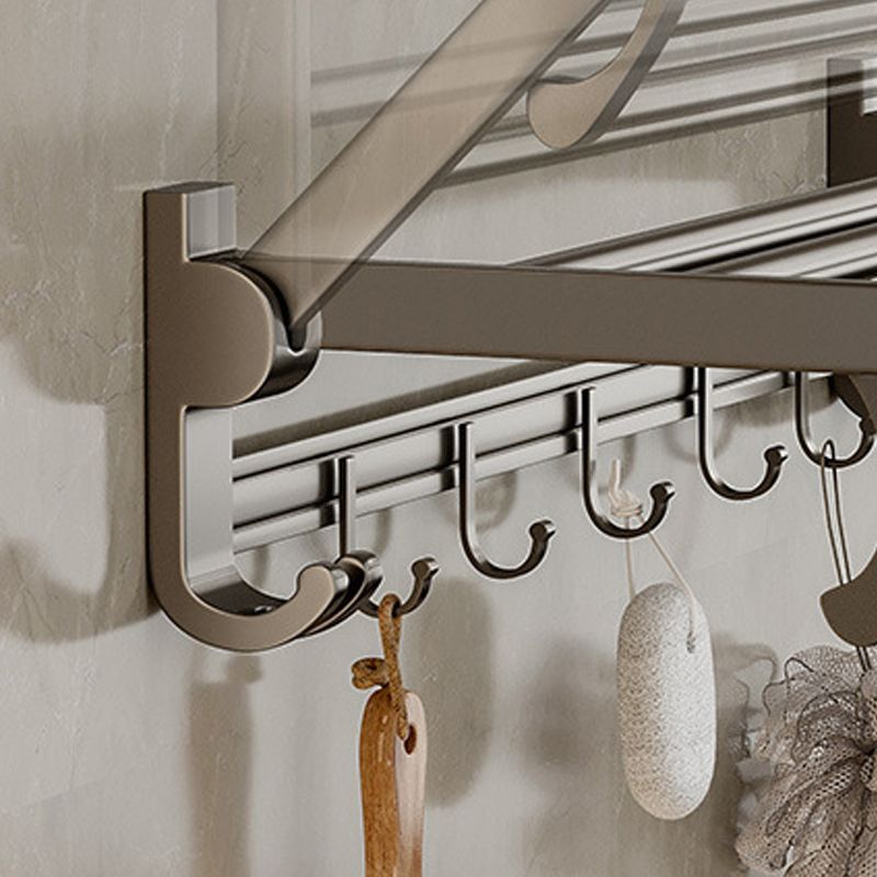 Modern Bathroom Accessory Set in Gray with Bath Shelf/Towel Bar/Robe Hooks & Paper Holder