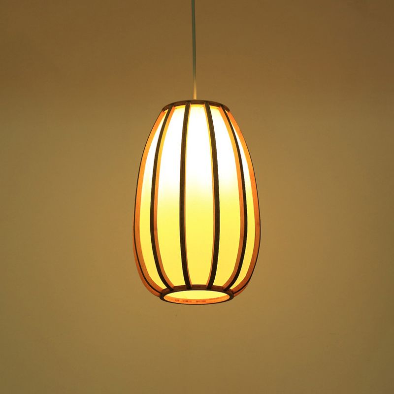 South-East Asia Barrel Affermazione Light Bamboo Single Restaugge a sospensione Luce a sospensione in legno