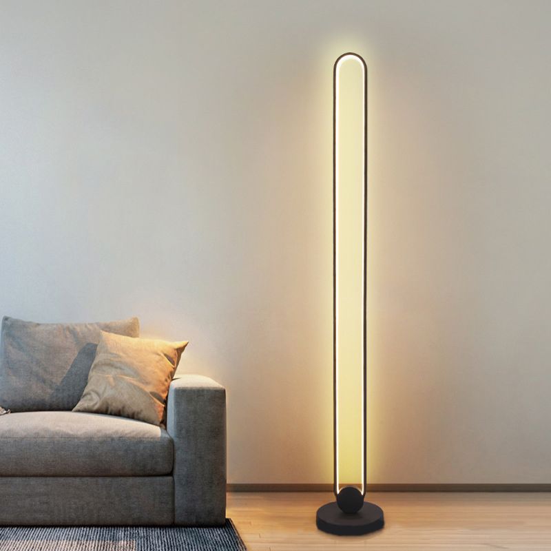 Lampe à foyer de salon oblong metal LED minimaliste debout lumière avec interrupteur de pied