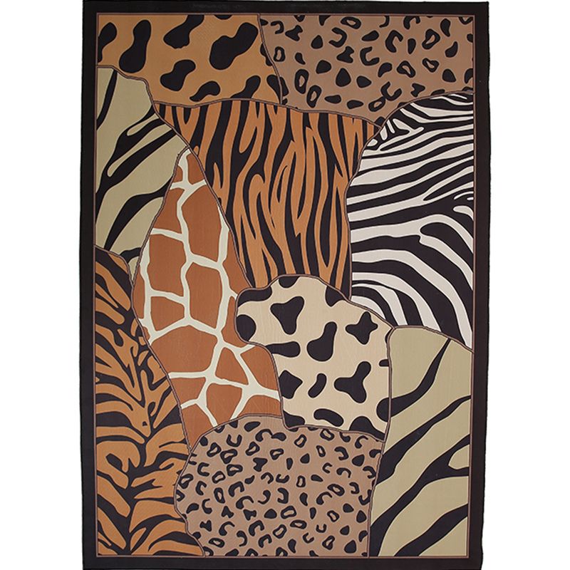 Brown Casual Rug Polypropylene Animal Printed Indoor Rug Non-Slip Backing Pet Friendly Area Carpet for Home Decoration