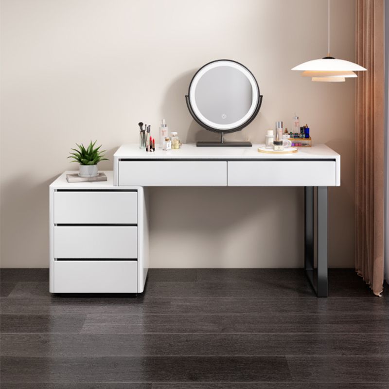 19.68" Wide Wood Vanity Set with Drawer Bright White Make-up Vanity