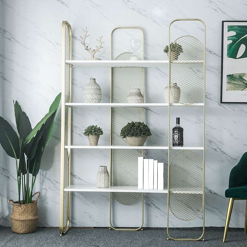 Glam Gold Shelf Metal 4-Tier Bookcase with Rectangular Shelves