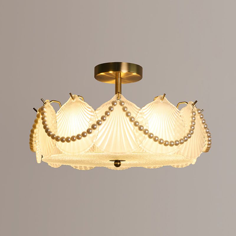 Glass Geometric Flush Mount Light Modern Multi Lights Flush Mount Ceiling Fixture in Gold