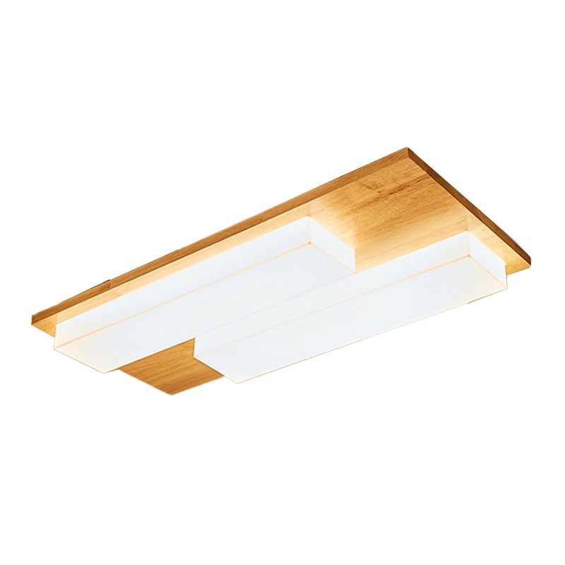 Modern Style Square Shape Flush Mount Wood Ceiling Light for Bedroom