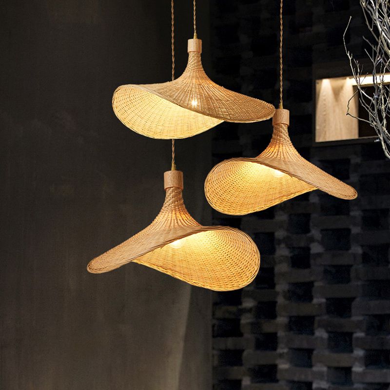 Cappello a ciondolo a ciondolo kit di luce asiatica in stile asia da asia a soffitto a sospensione in beige