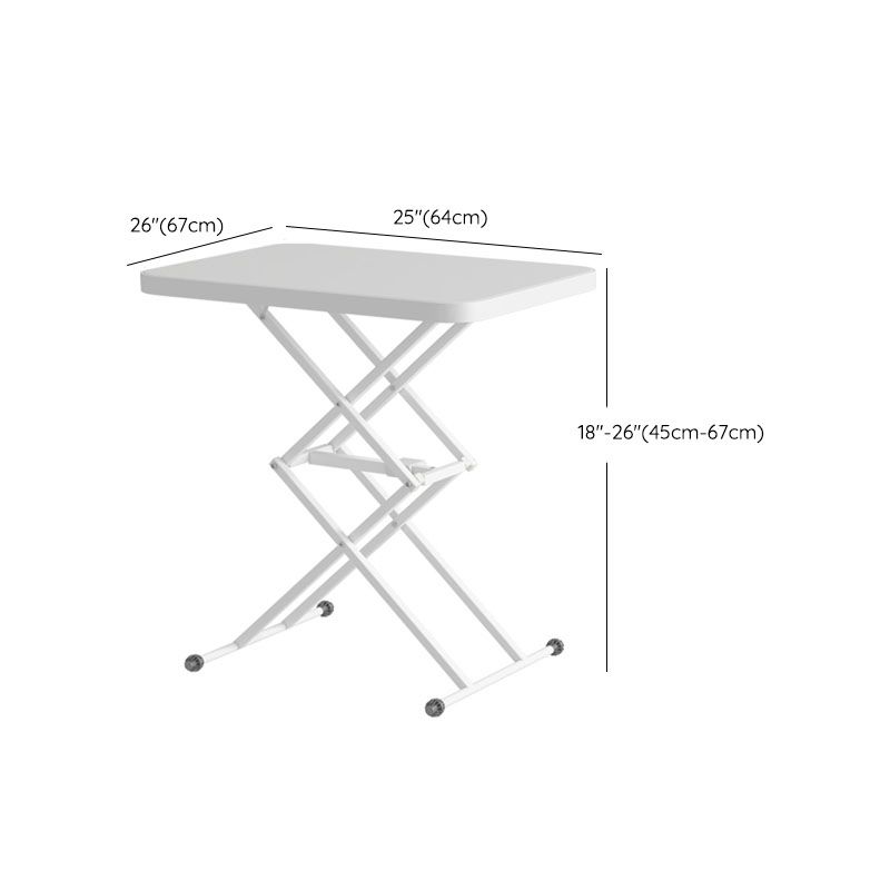 Rectangular Shaped Folding Office Desk with Metal Legs in White