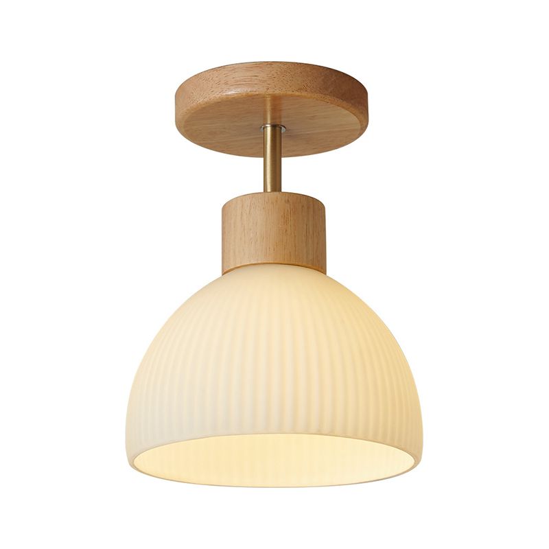 Japanese Style Wooden Ceiling Light Dome Shape Ceiling Lamp for Bedroom